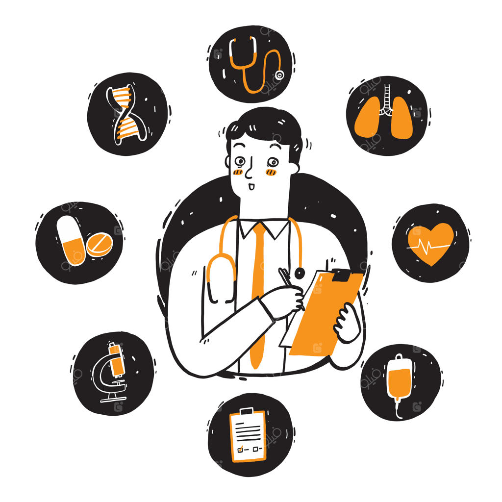 پزشک با گوشی پزشکی به گردن: نماد درمان بیماری‌ها