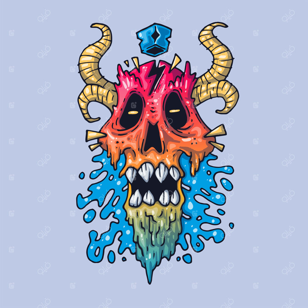 سر یک دیو شاخدار: تصویرسازی خلاقانه و هنری کارتونی برای وب و چاپ.