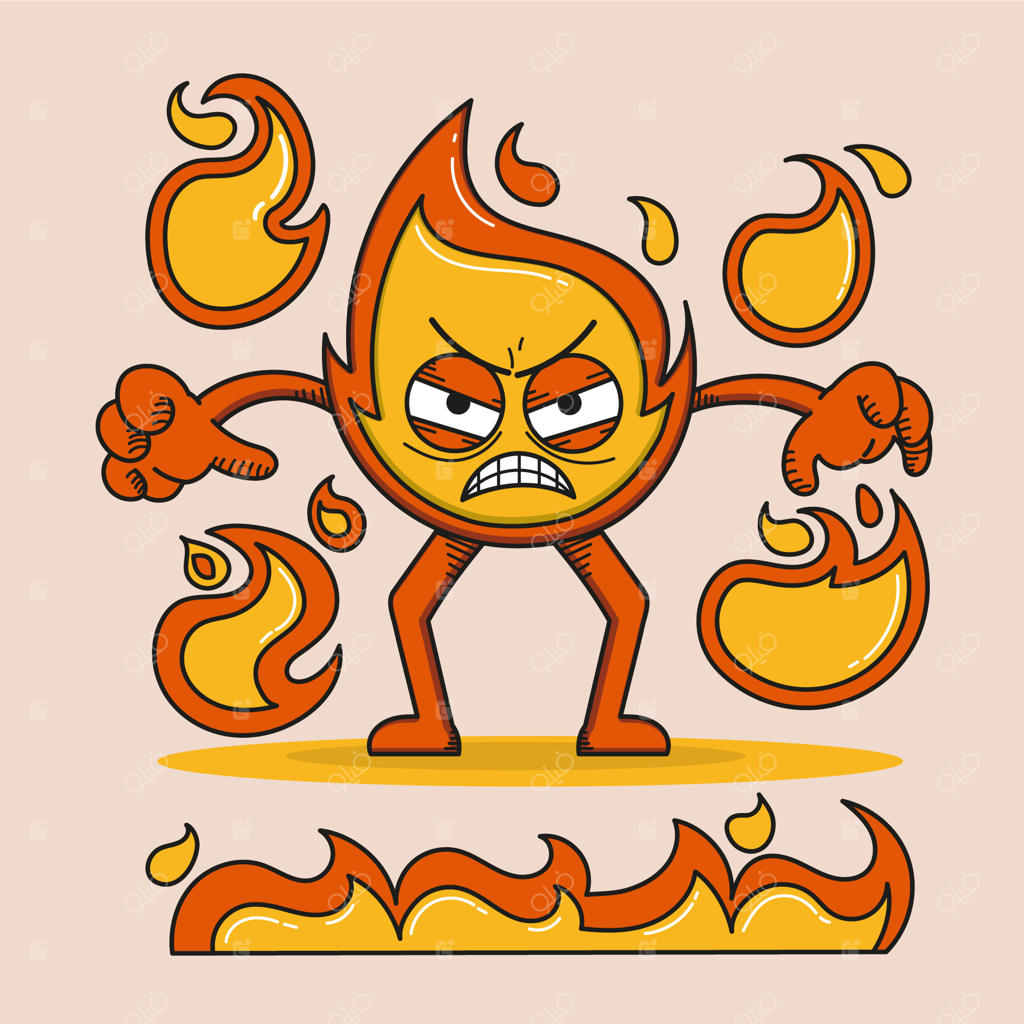 تصویرسازی کارتونی آتش با طراحی دستی