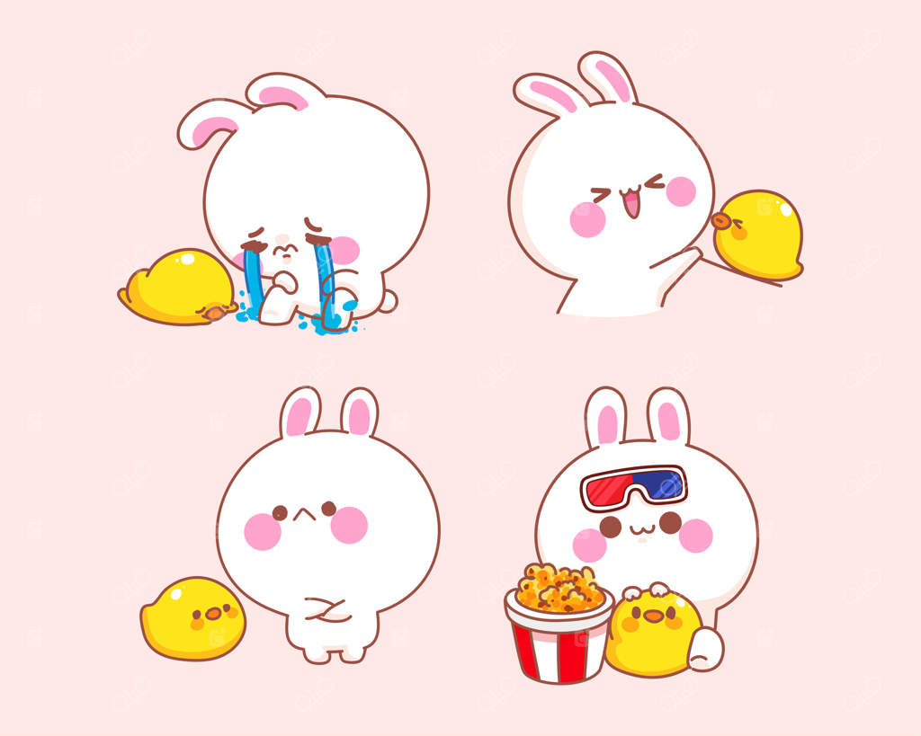 مجموعه‌ای از تصاویر کارتونی شاد و بانمک خرگوش و اردک