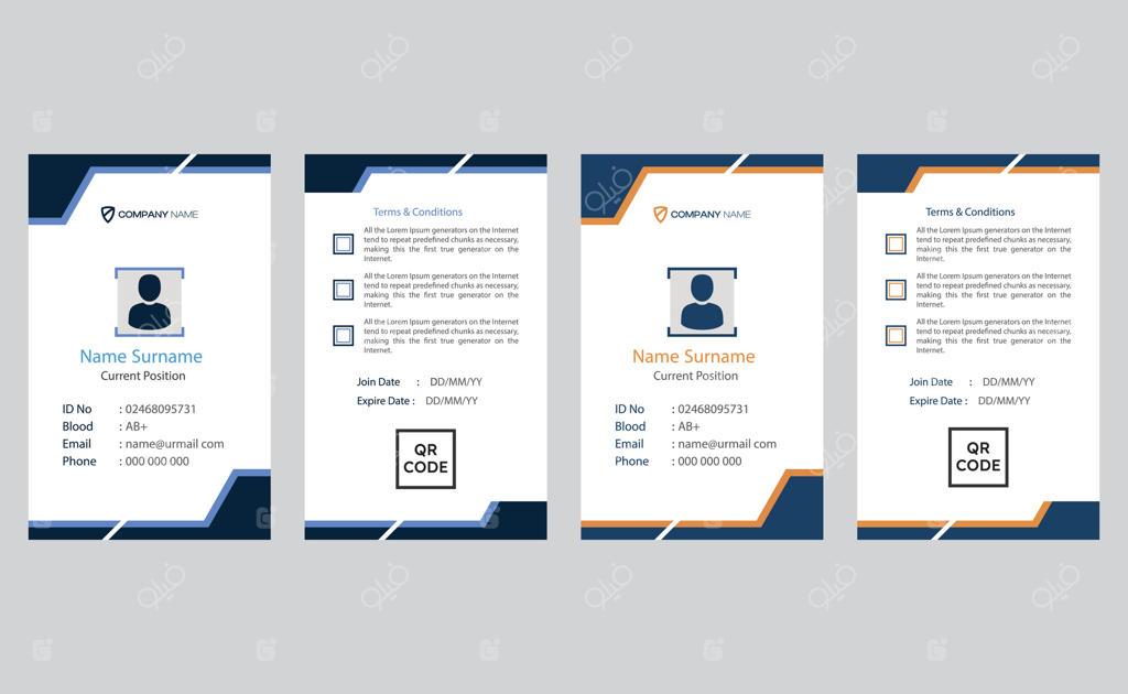 قالب طراحی کارت شناسایی اداری مدرن و مینیمال برای شرکت‌های حرفه‌ای و خلاق.