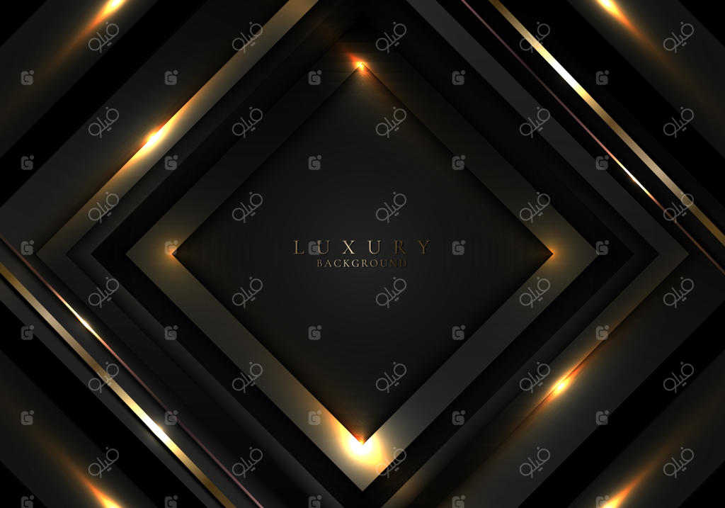 پس‌زمینه‌ لوکس با مربع‌های هندسی مشکی همپوشان