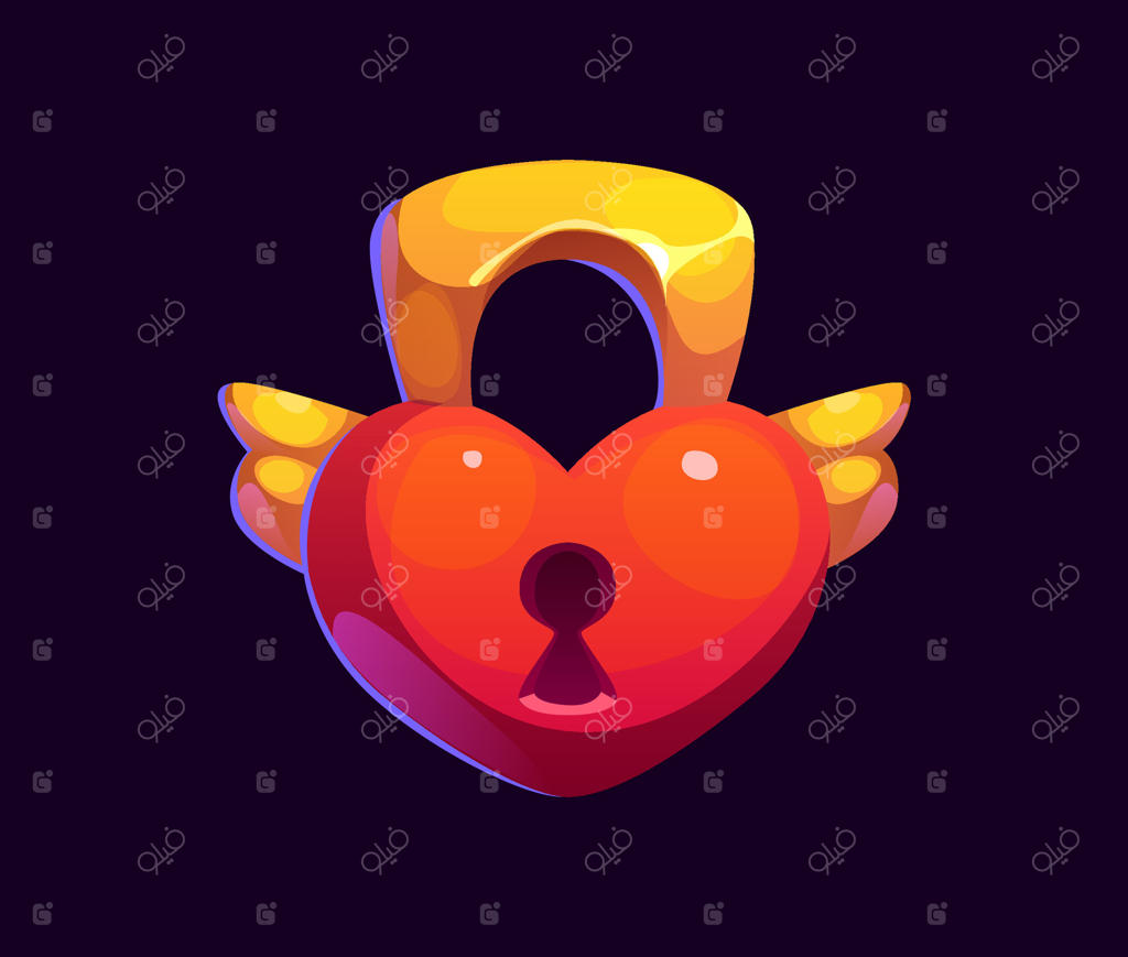 آیکن یا دارایی قفل قلب بازی کارتونی