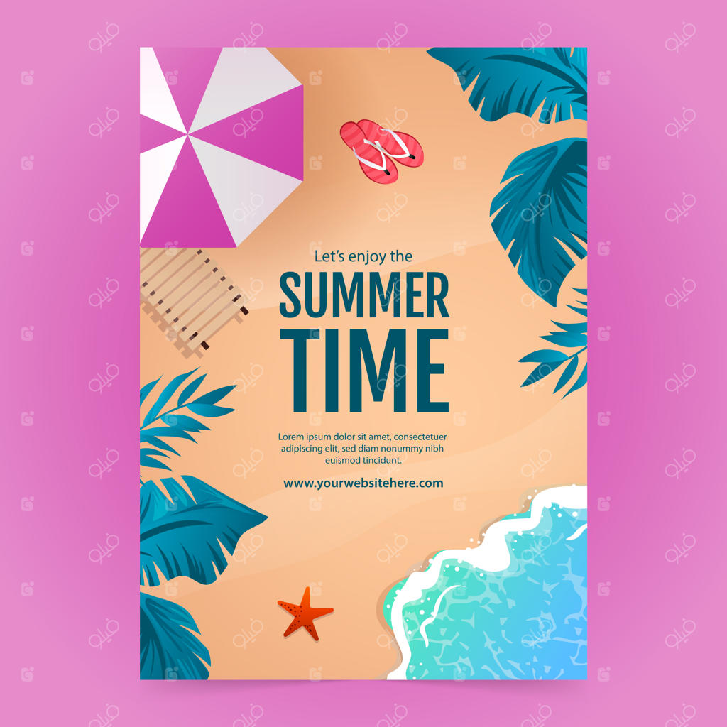 الگوی پوستر عمودی واقع‌گرایانه برای تابستان