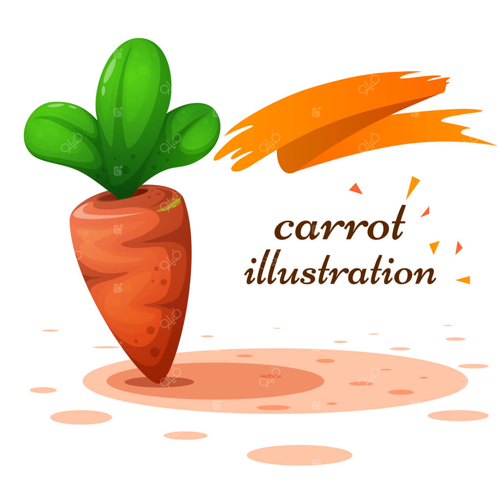 تصویرسازی هویج کارتونی بر روی پس‌زمینه سفید.