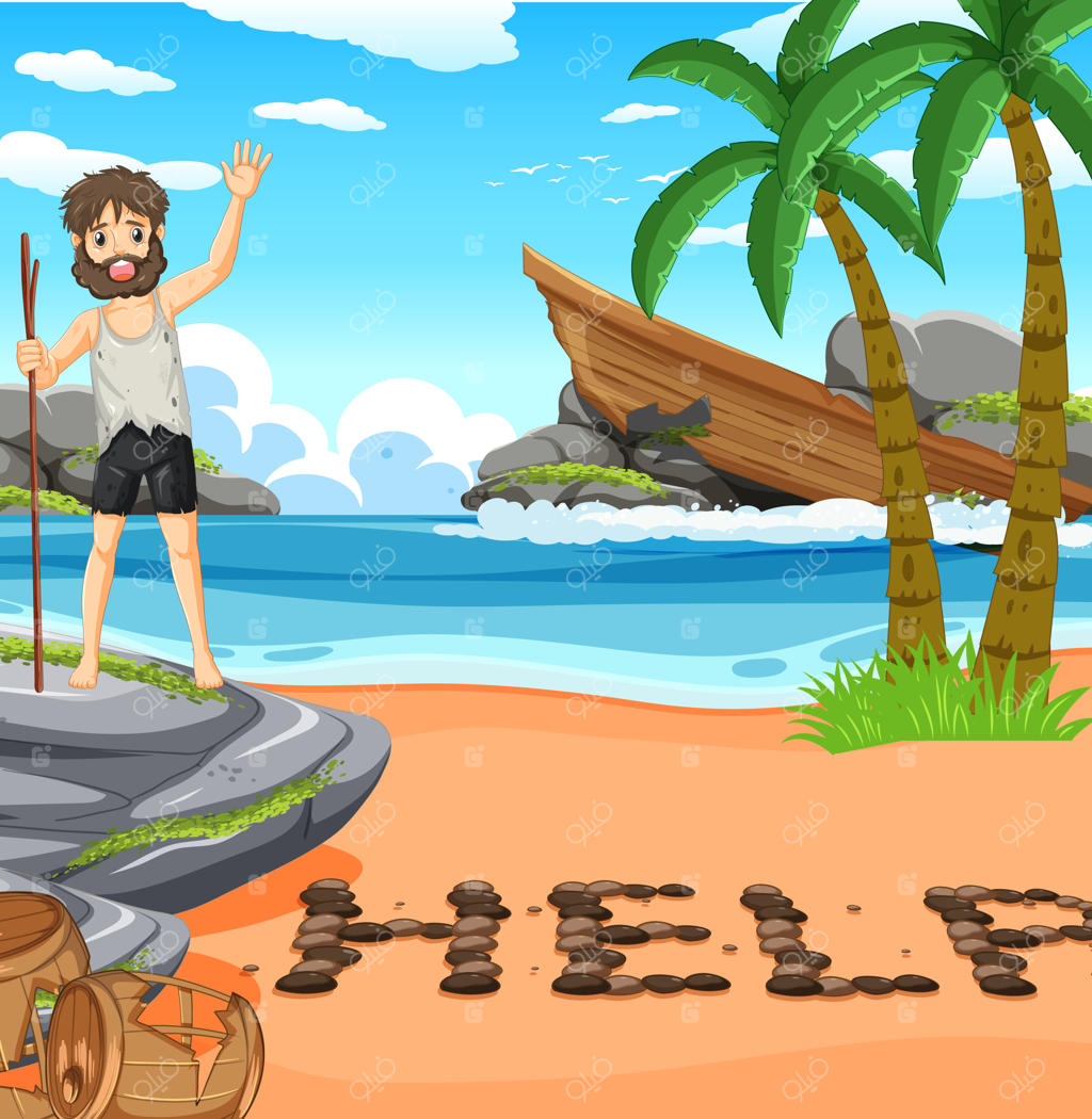 مردی تنها در جزیره‌ای دورافتاده