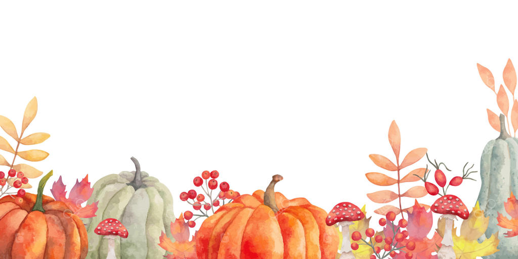 تصویر پاییزی با برگ‌ها، توت‌ها، کدوها و قارچ‌ها. قاب بوتانیکال دست‌کشیده. تصویر آبرنگی برای پس‌زمینه دعوت‌نامه‌ها، نقل‌قول‌های روز شکرگزاری و هالووین. مناسبت‌های فصلی