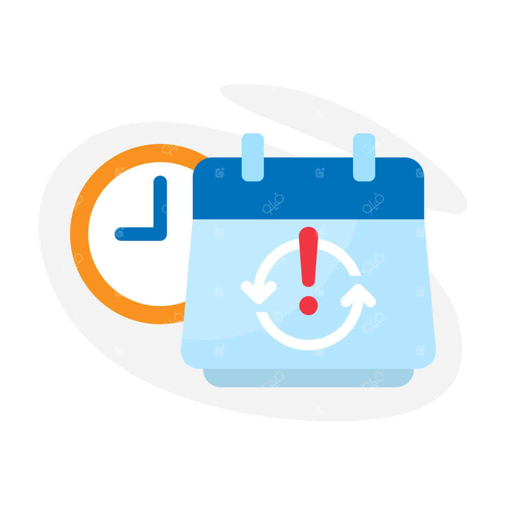 تصویرسازی وکتور تغییر زمان و تاریخ و مفهوم زمان‌بندی مجدد با طراحی تخت؛ سبک ساده و مدرن مناسب برای آیکون، اینفوگرافیک، رابط کاربری و شبکه‌های اجتماعی