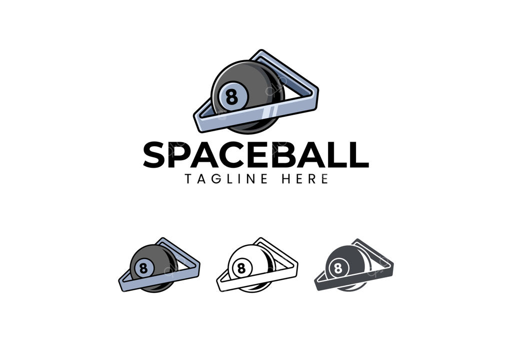 طراحی لوگوی بیلیارد: توپ سیاه درون مثلث. طراحی لوگوی ۸ بال بیلیارد با عنصر قفسه مثلثی. نماد توپ سیاه اسنوکر با طرح قفس برای باشگاه و مسابقات بیلیارد.