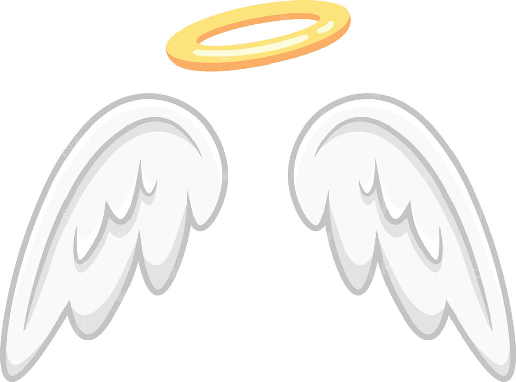 تصویر خیالی و رویایی بال‌های فرشته و حلقه نور بر پس‌زمینه سفید، نمادی از معصومیت و معنویت، برانگیزانندهٔ آرامش و امید. ایده‌آل برای پروژه‌های مذهبی یا فانتزی.
