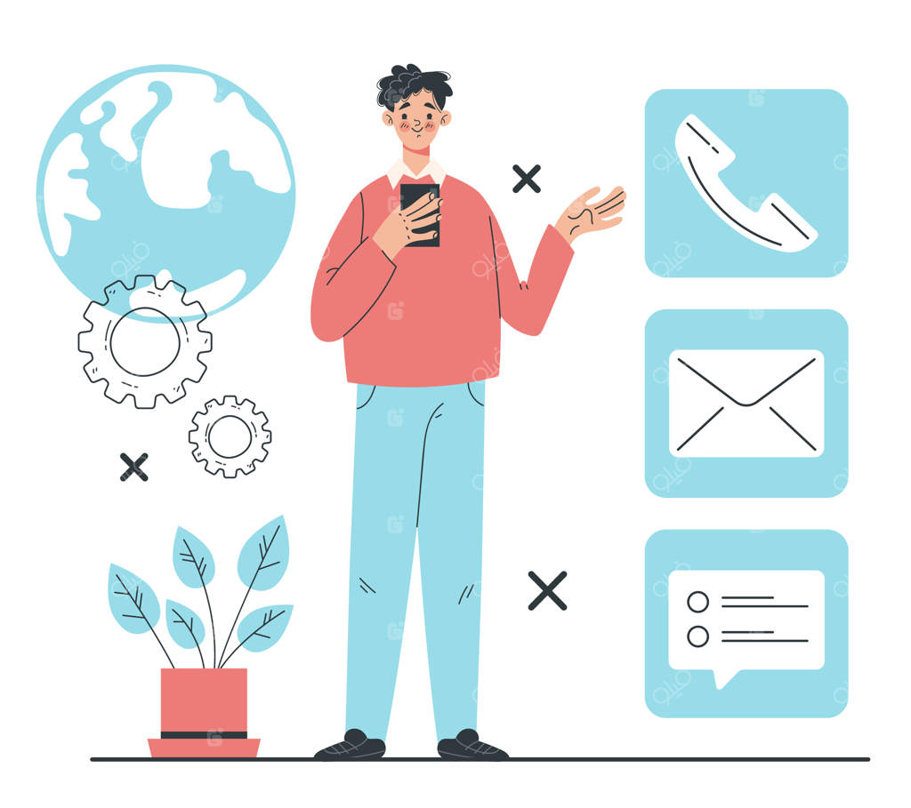 طرح گرافیکی پشتیبانی مشتری به سبک کارتونی و مسطح