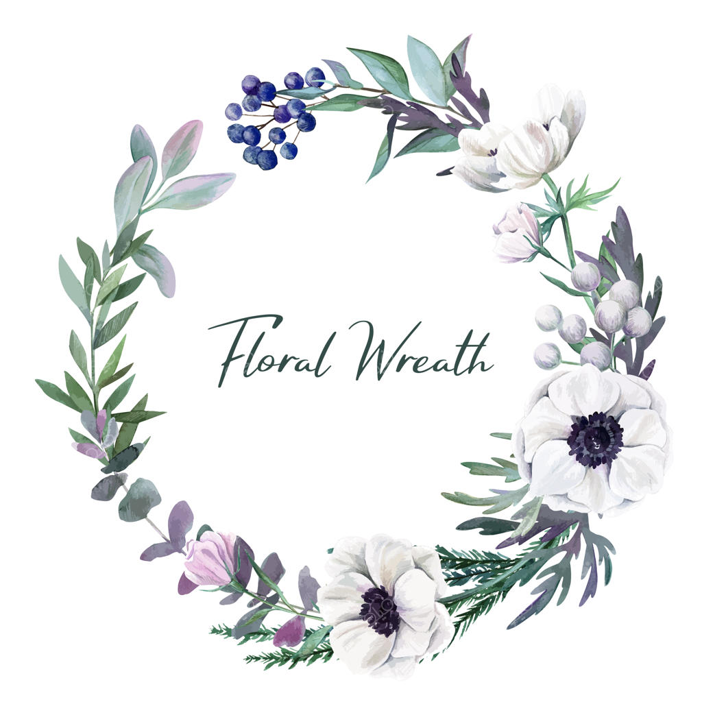 حلقه گل گرد با نقاشی آبرنگی دستی