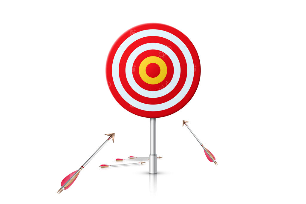 مسیر موفقیت: اهداف واقعی و نشانه‌گیری‌ها روی زمینه سفید - تصویرسازی.