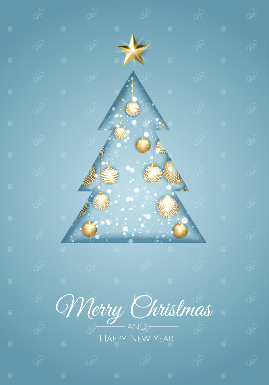 کارت تبریک کریسمس با درخت سال نو.