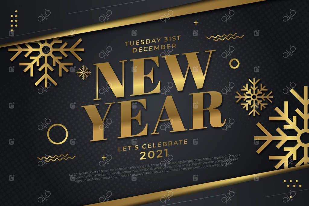 پس‌زمینه‌ی سال نو ۲۰۲۱ با طراحی تخت