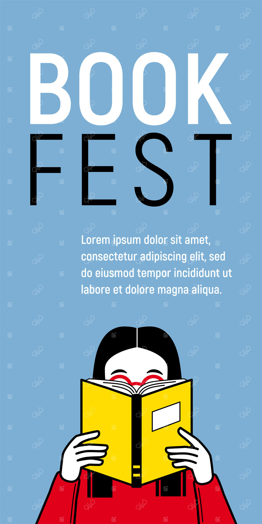 بنر جشنواره کتاب با دختری که کتاب می‌خواند