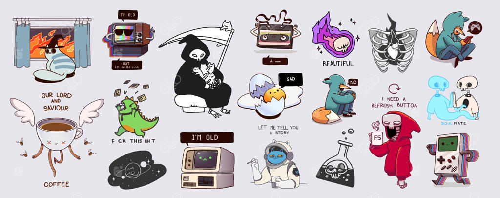 مجموعه وکتور استیکرها و نشان‌های متنوع