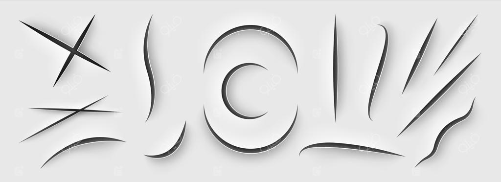 خطوط برش و خراش‌های واقعی چاقو روی کاغذ، قالب پارگی صفحه توسط اشیا تیز، مجموعه‌ای از مرزهای آسیب‌دیده و اثرات سطحیک تحلیل واقع‌گرایانه