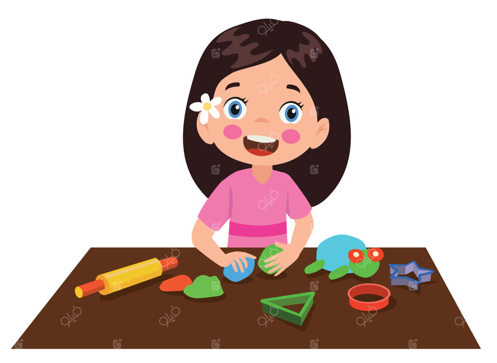 بچه کوچولو با خمیر بازی بازی می‌کند