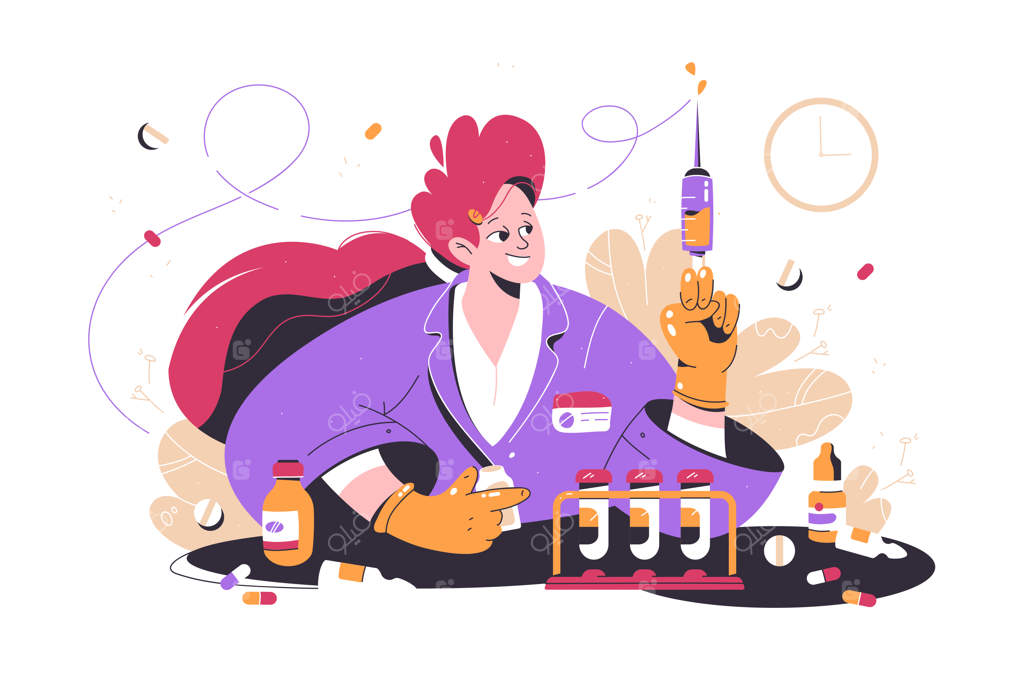 تصویر برداری از پرستار با سرنگ در دست