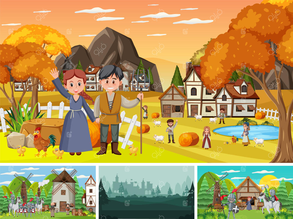 مجموعه‌ای از صحنه‌های مختلف قرون وسطایی