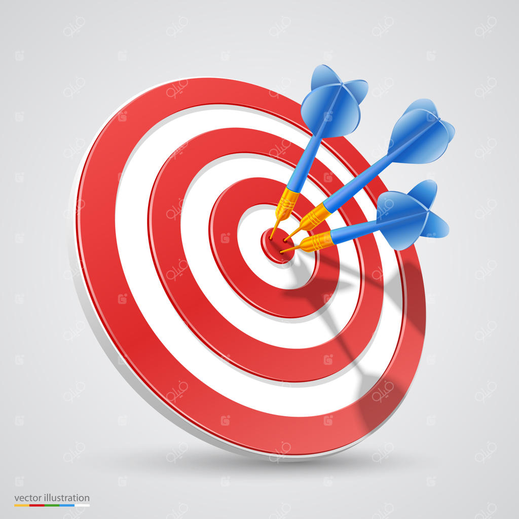 هدف با دارت - هنر سه‌بعدی. تصویرسازی وکتور