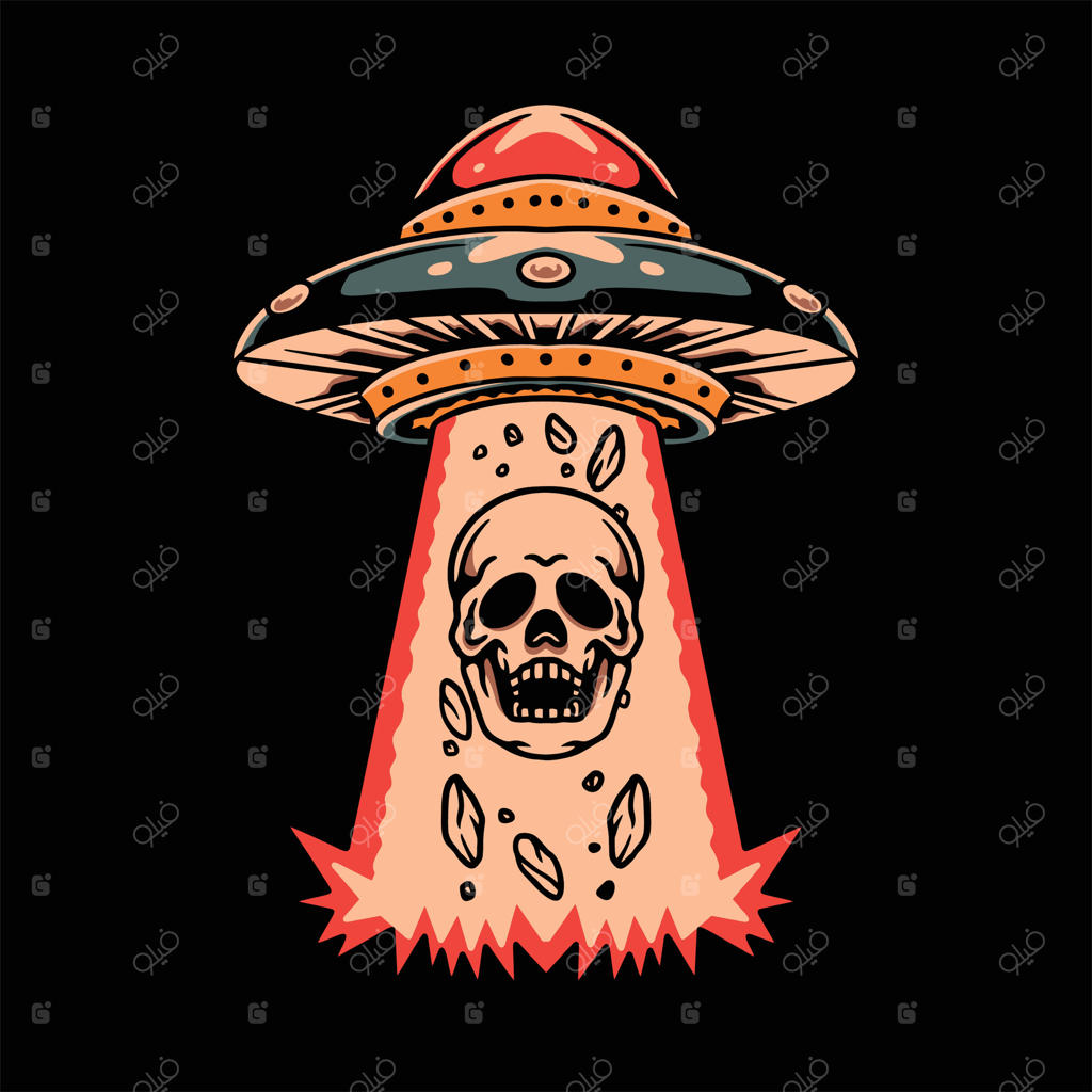 طرح وکتور تاتو با نقش هجوم جمجمه