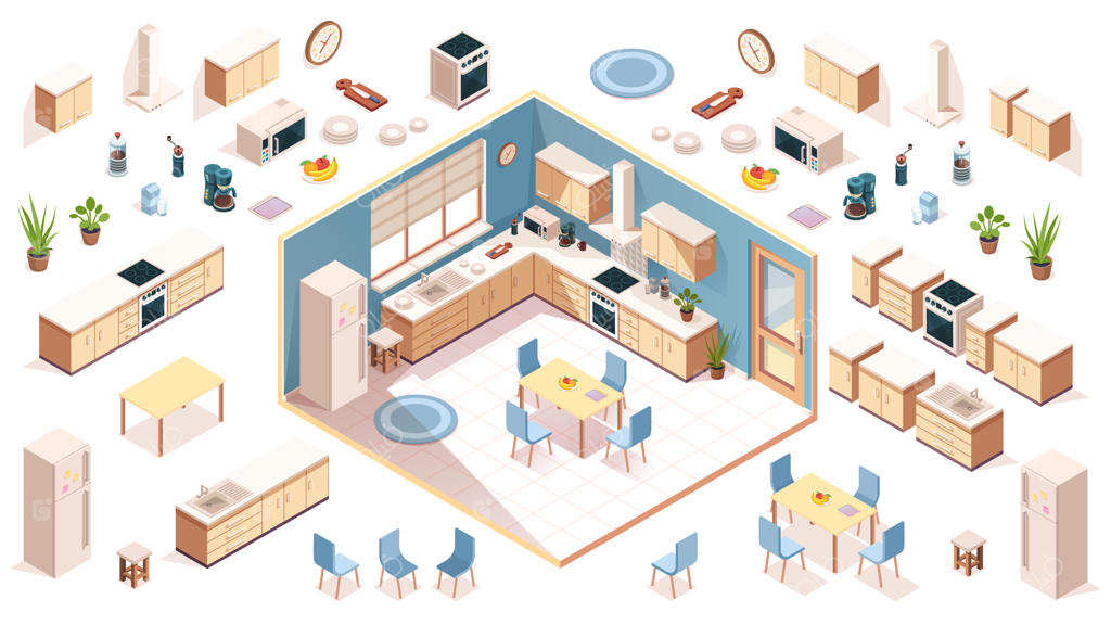 عناصر آشپزخانه برای طراحی اتاق: وسایل و لوازم آلات آشپزخانه