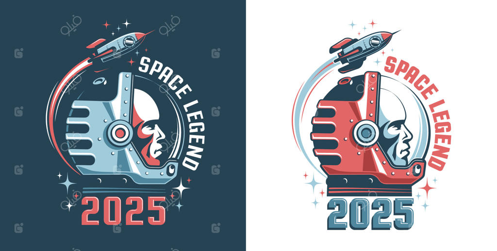 لوگوی رتروی سر فضانورد. فضانورد با کلاه ایمنی - نشان وینتیج، تصویرسازی.