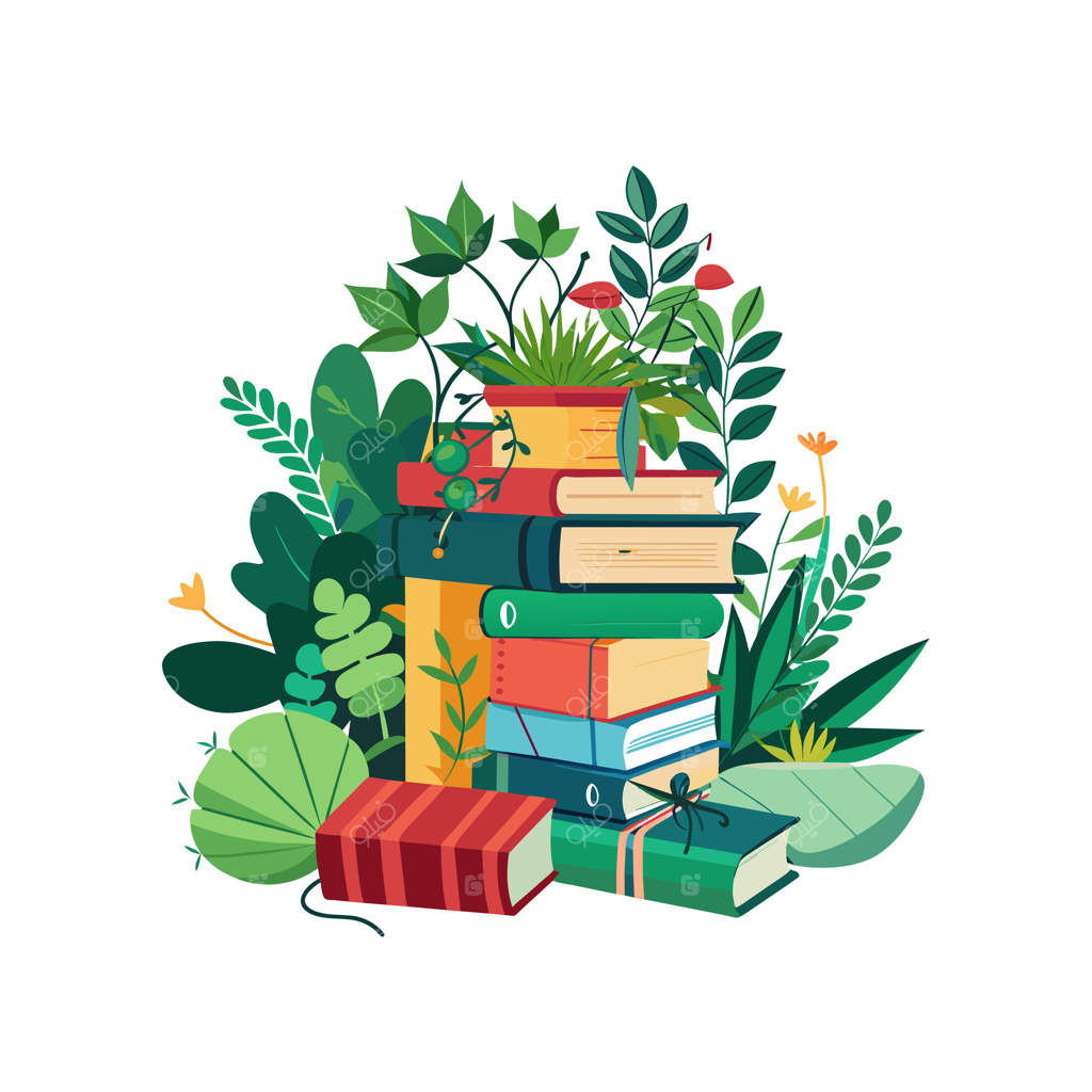 مفهوم تصویرسازی برداری از انباشت کتاب‌ها