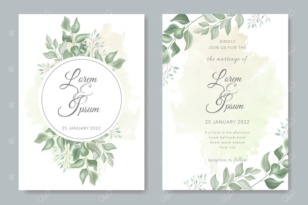 پترن کارت دعوت عروسی با طراحی سبز و طبیعی