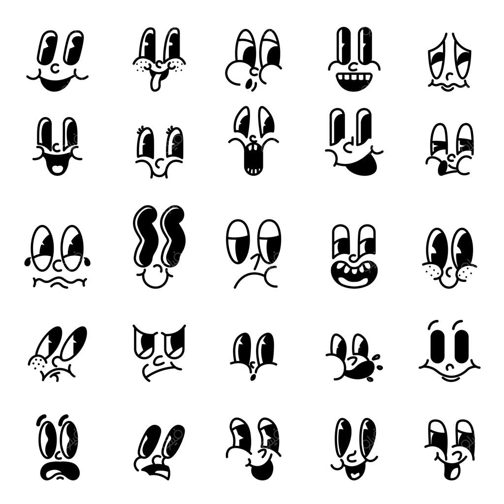 صورت شخصیت دودل با پوزه و حالت‌های مختلف