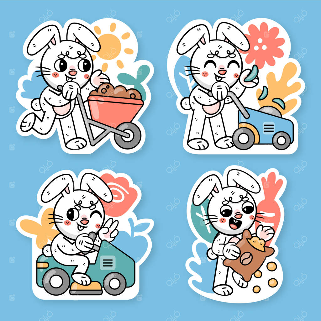 مجموعه برچسب‌های باغبانی با رانی خرگوشه