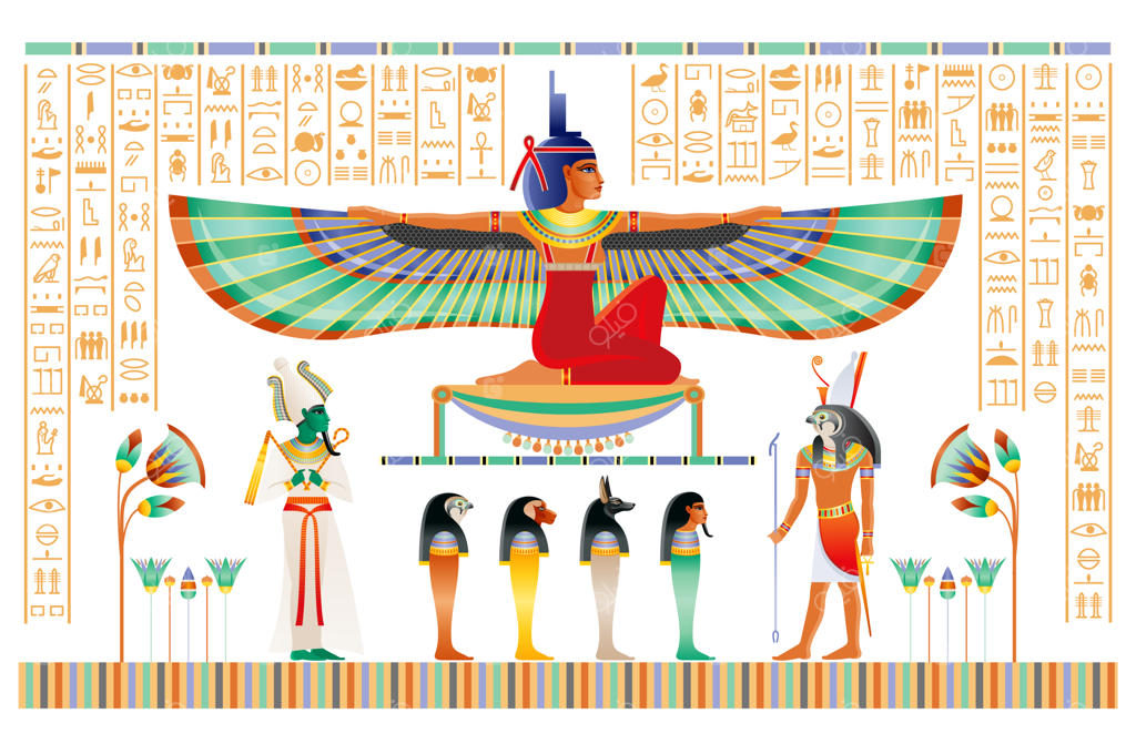 پاپیروس مصری با نقش خدایان و الهه