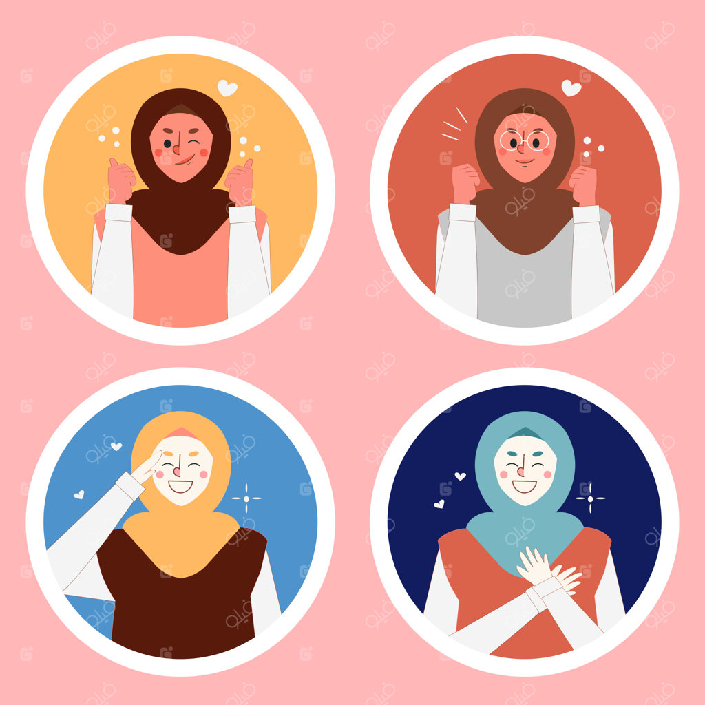 استیکر شخصیت کارتونی زن مسلمان
