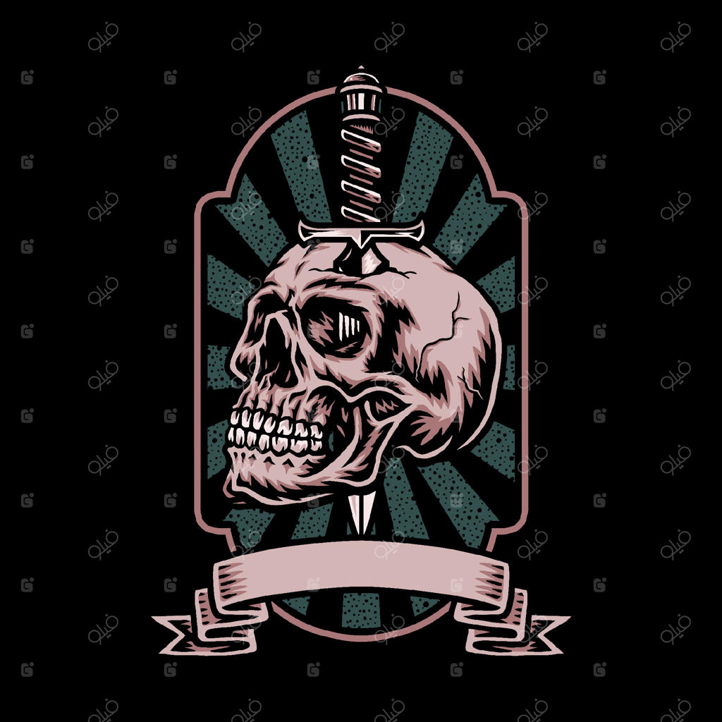 جمجمه با برچسب چاقو