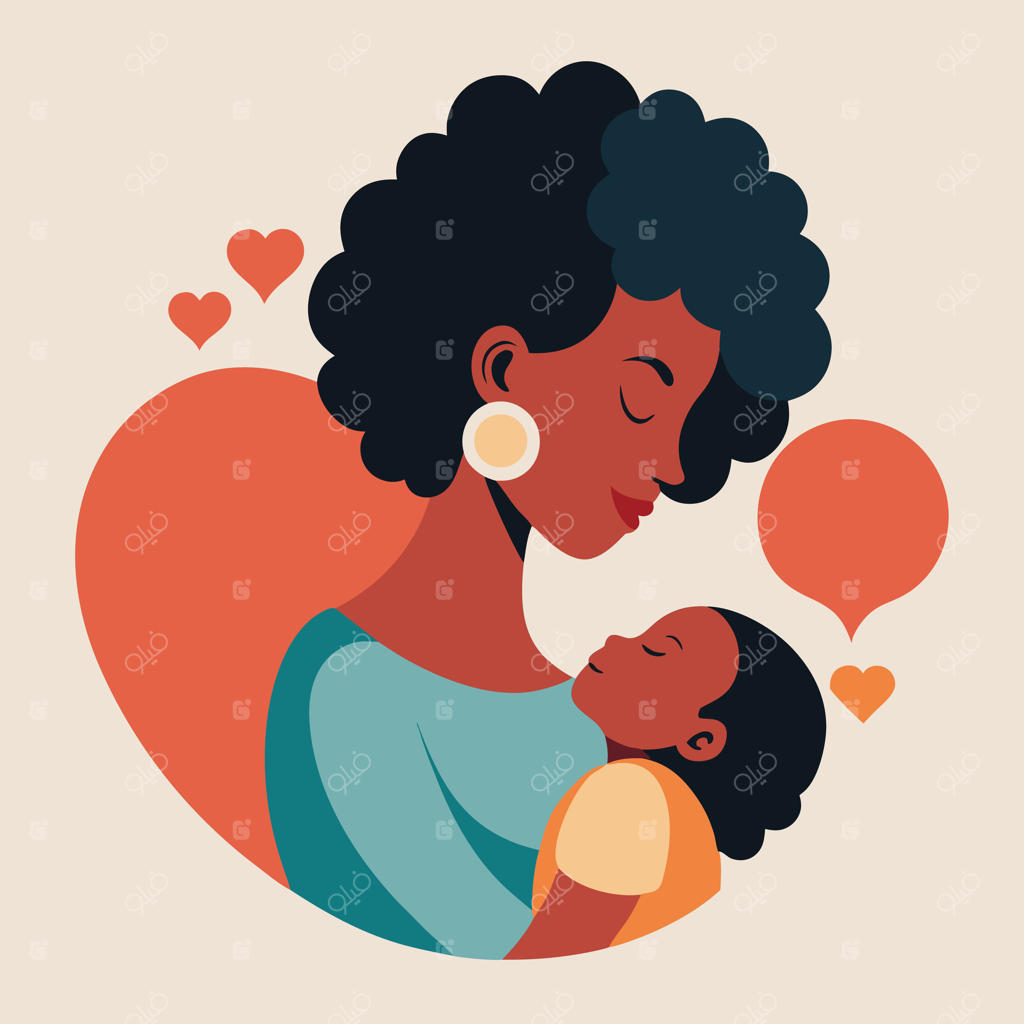 تصویر مادری آفریقایی-آمریکایی با نوزاد در فضایی عاشقانه