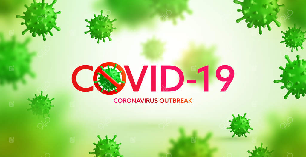 تصویر ویروس کرونا 2019-nCoV و پس‌زمینه ویروسی با سلول‌های بیماری. مفهوم متوقف کردن شیوع ویروس کرونا COVID-19