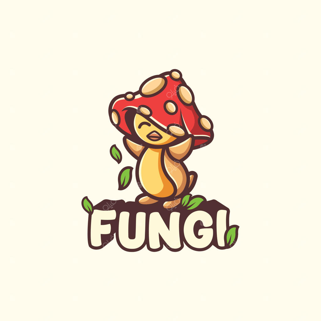 طراحی لوگو: کاراکتر کارتونی شاد، ماسکات بچه قارچ خوشحال