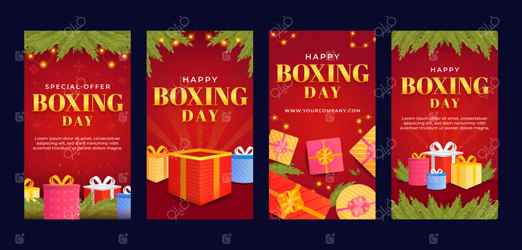 مجموعه استوری‌های اینستاگرام با طراحی گرادینت برای روز باکسینگ