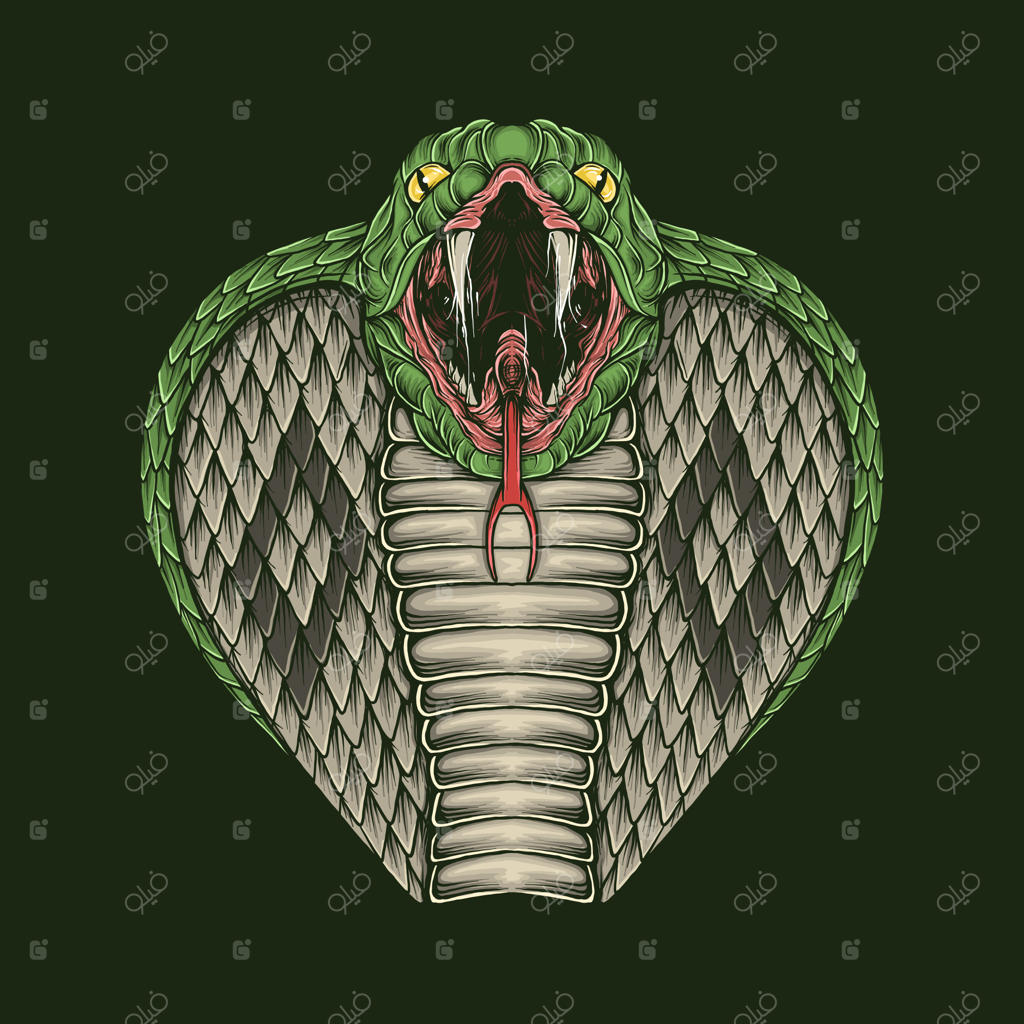 تصویرسازی دستی سر کبری به سبک قدیمی