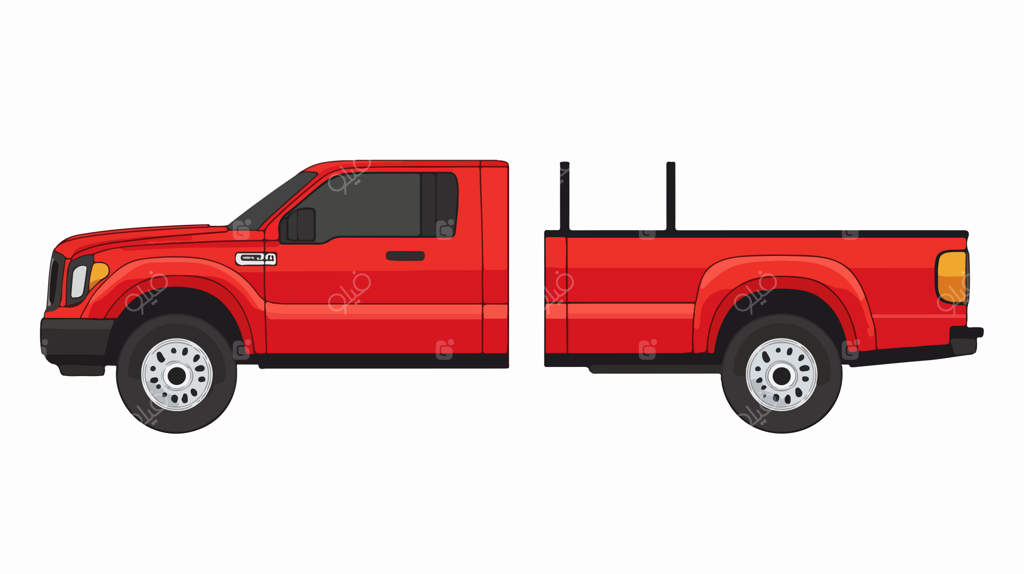 طرح سایه‌نگار حرفه‌ای کامیون قرمز برای پروژه‌های طراحی