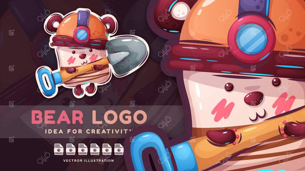 شخصیت کارتونی حیوان خرس خوشحال برچسب زیبا