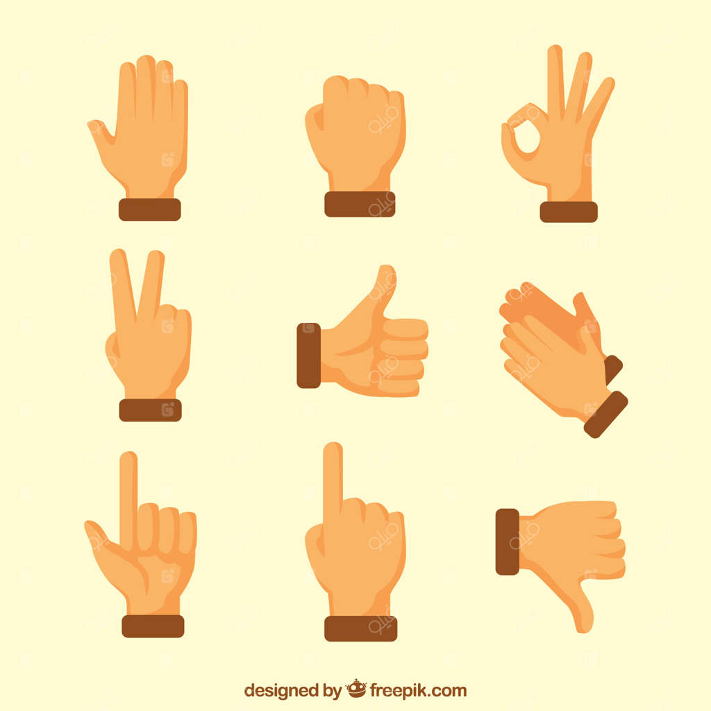 مجموعه آیکون‌های تخت زبان اشاره