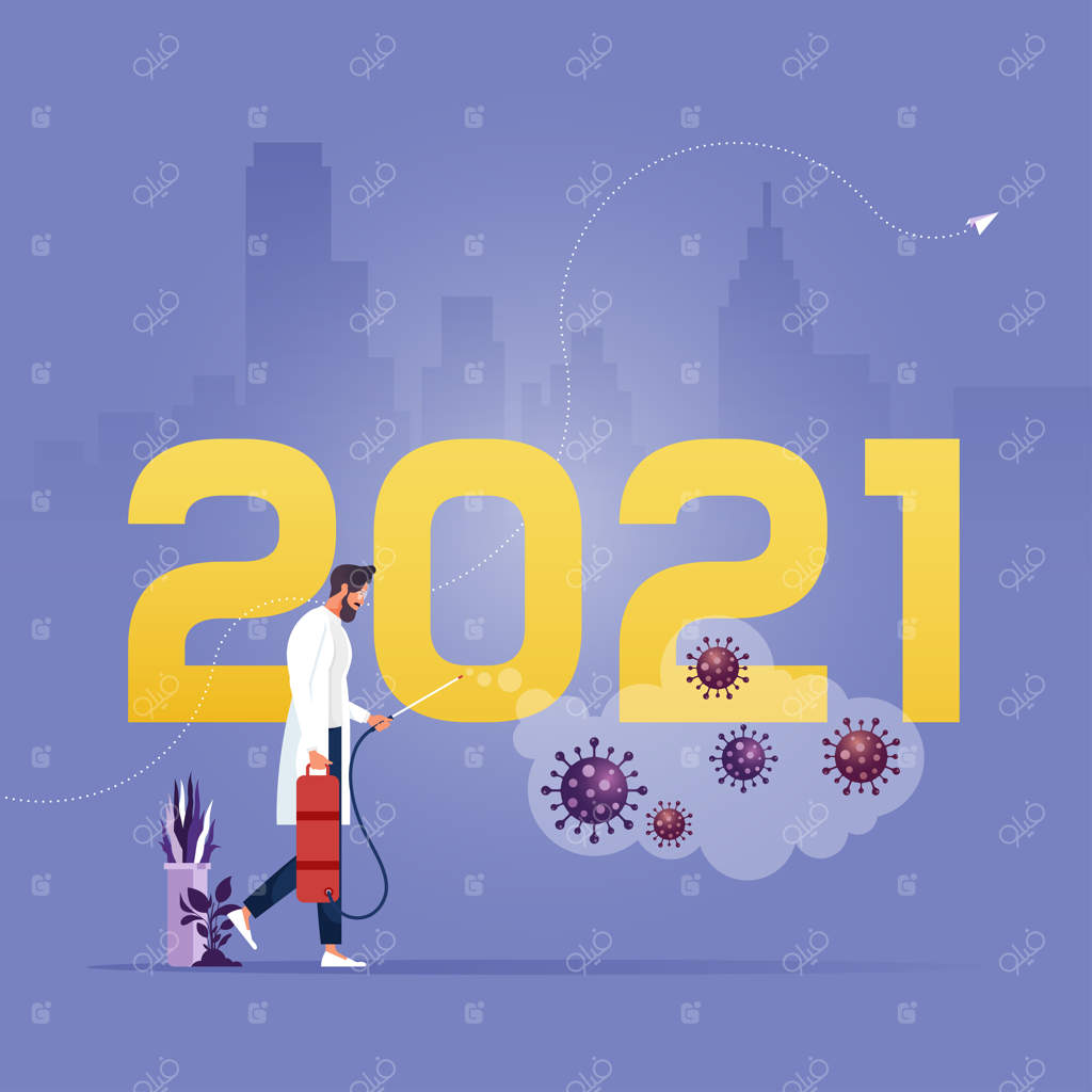 تاجر با ماسک صورت در حال پاکسازی کرونا به صورت رایگان