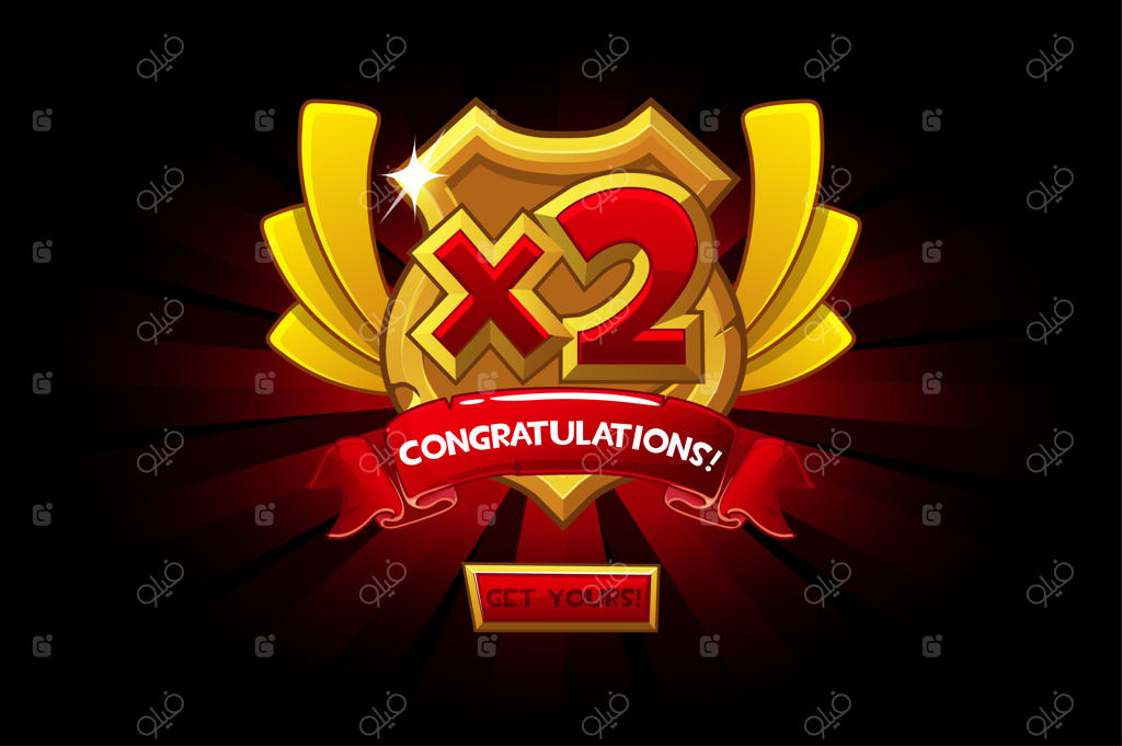 سپر طلایی با اعداد جایزه - جایزه کارتونی برای برنده و تبریکات