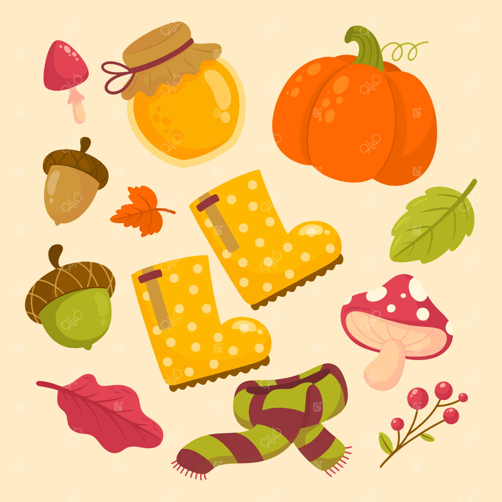 مجموعه‌ای از عناصر جشن پاییزی ساده