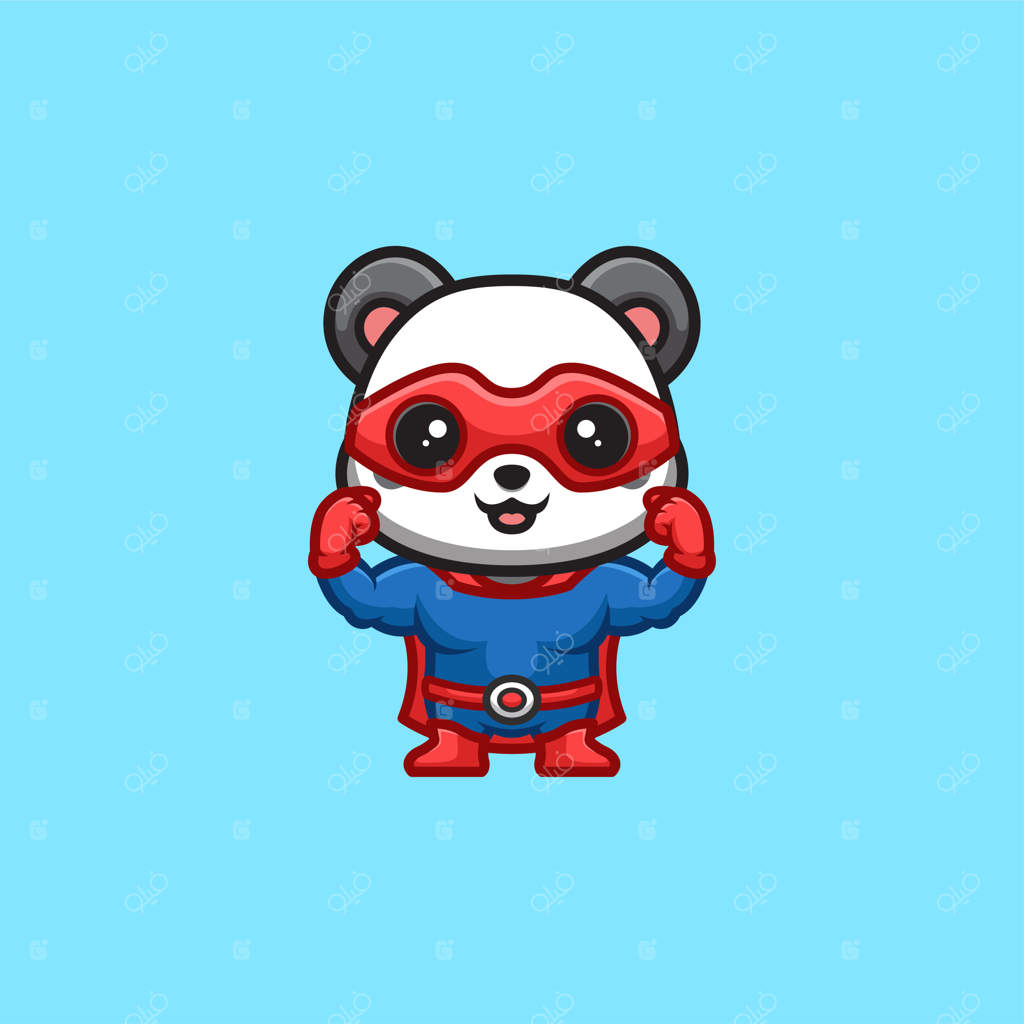 لوگوی خلاقانه و کارتونی قهرمان پاندای بامزه کاوایی