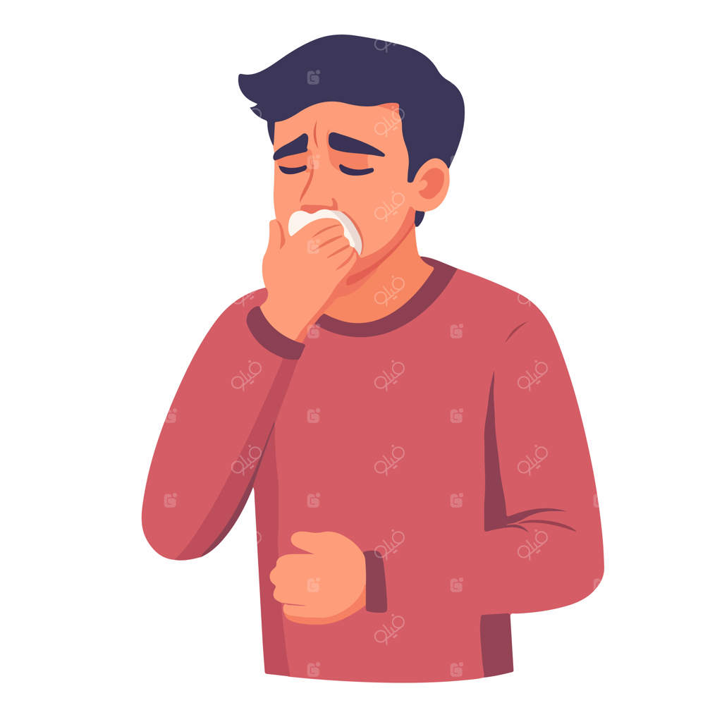 تصویر وکتور مرد بیمار با علائم سرفه کووید۱۹