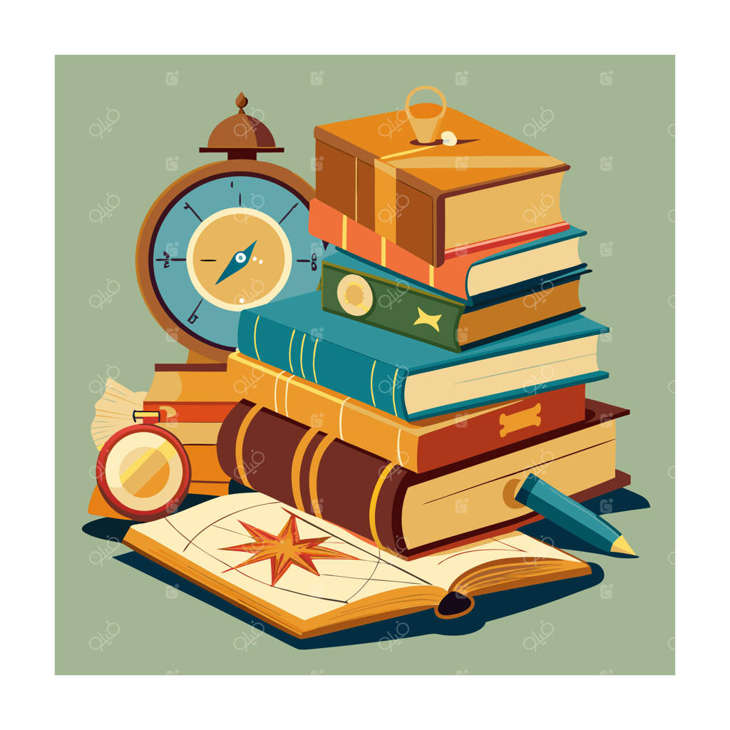 طرح مسطح تصویر چند کتاب روی هم